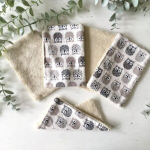 Lingette lavable Bébé Hiboux