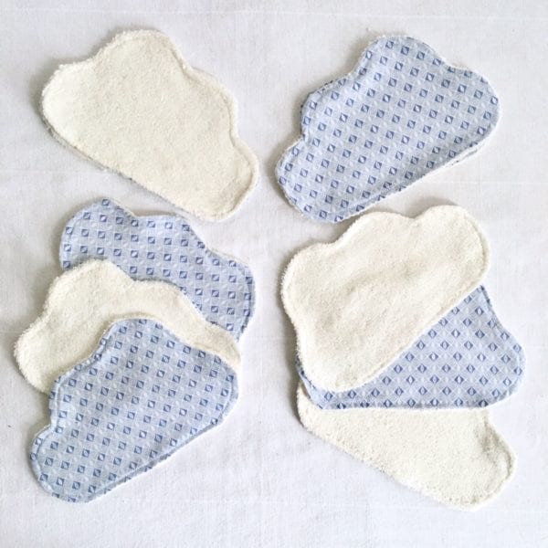 Lingettes lavables bébé nuage bleu- lot de 10