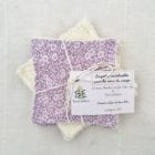 Lingettes lavables lot de 5 violet petites fleurs blanches
