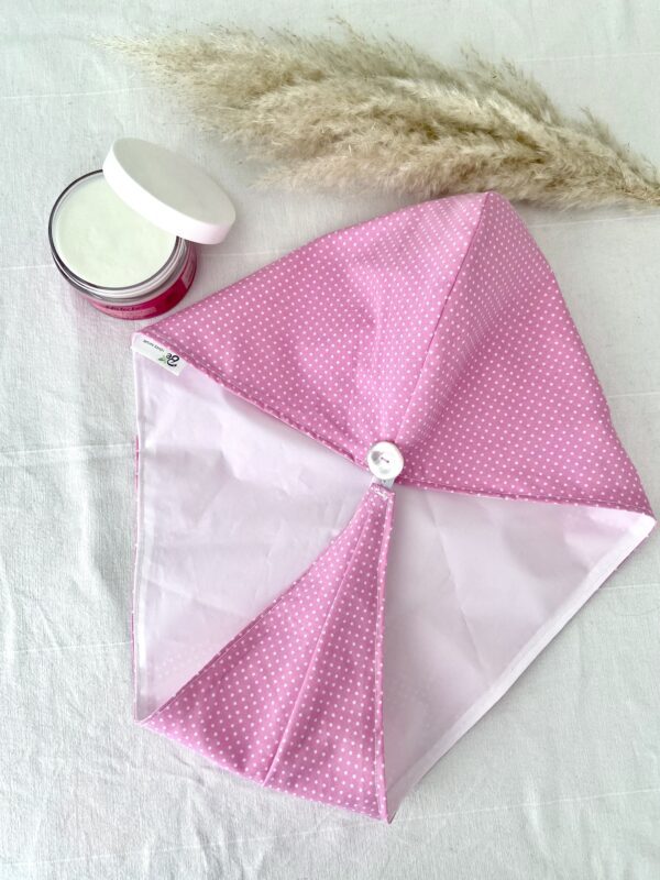 Bonnet de soin auto chauffant Pois Rose