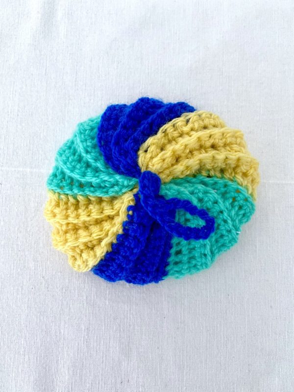 Tawashi boule jaune bleu vert