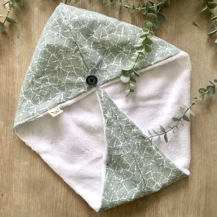 Serviette-Cheveux-en-Bambou-Feuilles vertes